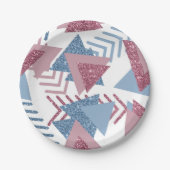 80年代の月抽象芸術 |ほこりっぽいメイブピンクとブルー ペーパープレート (正面)