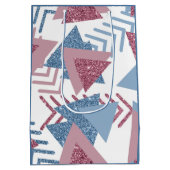 80年代の月抽象芸術 |ほこりっぽいメイブピンクとブルー ミディアムペーパーバッグ (裏面)