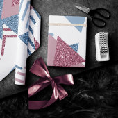 80年代の月抽象芸術 |ほこりっぽいメイブピンクとブルー ラッピングペーパー