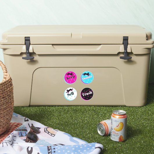 80年代の猫黒ピンク幾何学的なコンマリ組織 シール (クーラー)