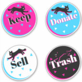 80年代の猫 ブラック ピンク ジオメトリック コンMari オーガナイジング シール (正面)