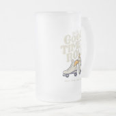 80年代の良い時転が間のレトロを滑らせる フロストグラスビールジョッキ (正面右)