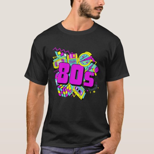 80年代の衣装テーマパーティー80年代の衣装レトロパーティー Tシャツ (正面)