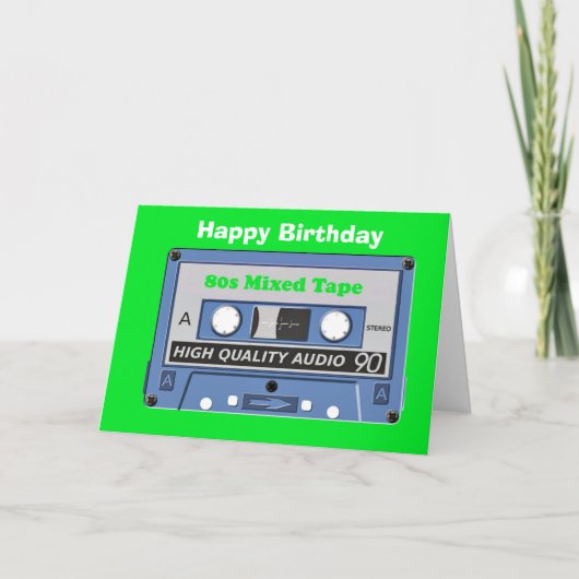 80年代の誕生日カード(80年代混在のテープソングテープ付き) カード (正面)