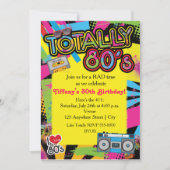 80年代の誕生日パーティーレトロ招待状 招待状 (正面)
