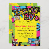 80年代の誕生日パーティーレトロ招待状 招待状 (正面/裏面)