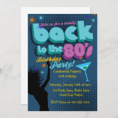 80年代の誕生日パーティー招待状 招待状 (正面/裏面)