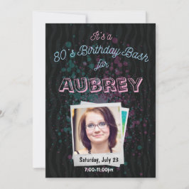 80年代の誕生日パーティー招待状 - 1980年代をテーマにした5x7 招待状