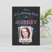 80年代の誕生日パーティー招待状 - 1980年代をテーマにした5x7 招待状 (スタンド正面)