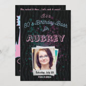 80年代の誕生日パーティー招待状 - 1980年代をテーマにした5x7 招待状 (正面/裏面)