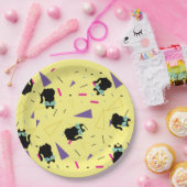 80年代の誕生日パーティー黒猫レトロパーティー ペーパープレート (パーティー)