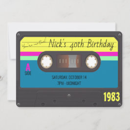 80年代の誕生日パーティー カセットテープのカスタム詳細 招待状