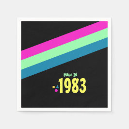 80年代の誕生日パーティー、1983年製 レトロデザイン スタンダードカクテルナプキン