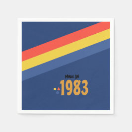 80年代の誕生日パーティー、1983年製 レトロ スタンダードカクテルナプキン