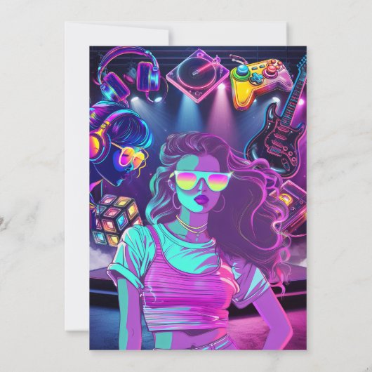 80年代の誕生日招待状80年代の1980年代 招待状 (裏面)