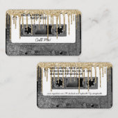 80年代の銀グリッタードリップカセットテープ混合テープ 名刺 (正面/裏面)