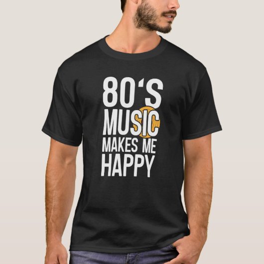 80年代の音楽でハッピーな音楽レトロミュージシャン Tシャツ (正面)