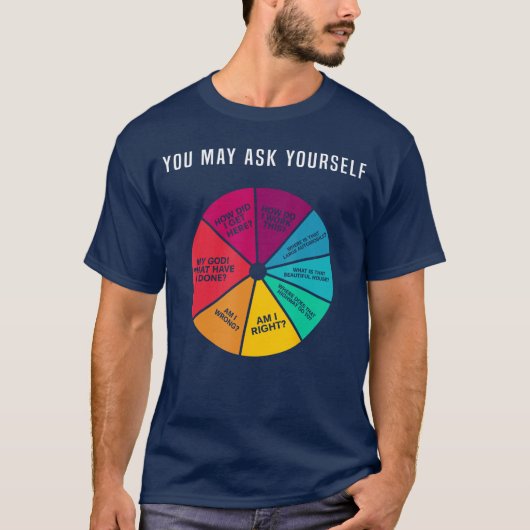 80年代の音楽のレトロな歌詞の円グラフ You May Ask Yours Tシャツ (正面)