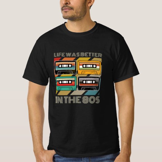 80年代の音楽レトロは人生が良かった Tシャツ (正面)