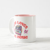 80年代の音楽80年代のおもしろいマグカップを愛する人 ツートーンマグカップ (正面左)