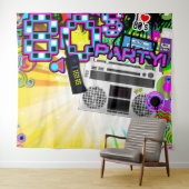 80年代の1980年代のレトロダンスバースデーパーティーの背景 タペストリー (インサイチュ(横))