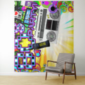 80年代の1980年代のレトロダンスバースデーパーティーの背景 タペストリー (インサイチュ)