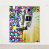 80年代の1980年代のレトロダンスバースデーパーティーの背景 タペストリー (正面)