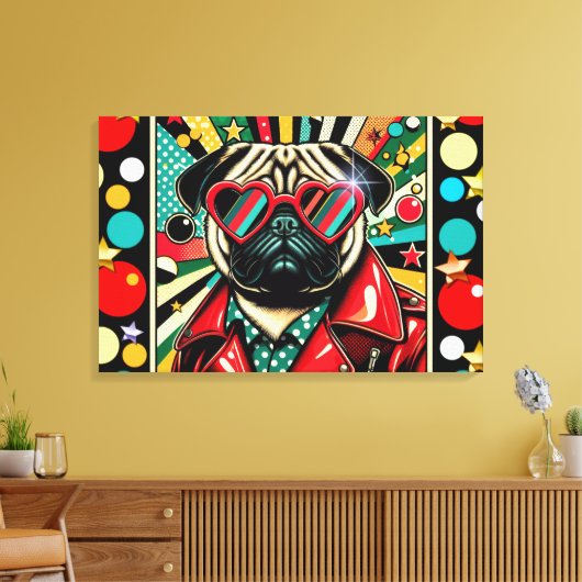 80年代の3年間に生きるPUGライフ キャンバスプリント (インサイチュ (リビング))