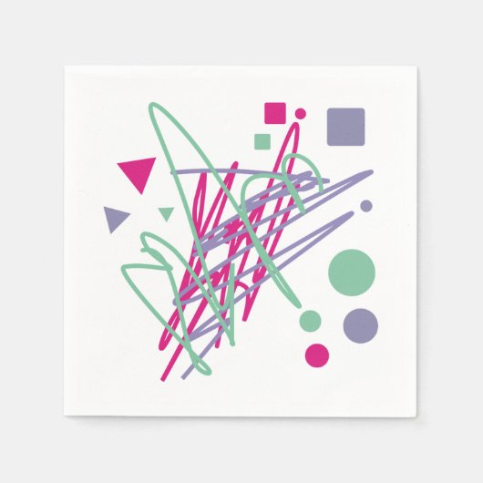 80年代の80年代のヴィンテージカラーはメドレアートガールを飛ばす スタンダードカクテルナプキン (正面)