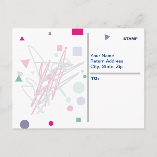 80年代の80年代のヴィンテージカラーはメドレアートガールを飛ばす ポストカード (正面)