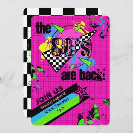 80年代は戻って来た80年代のパーティー 招待状 (正面/裏面)