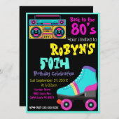 80年代または90年代のテーマ誕生日招待状 招待状 (正面/裏面)
