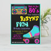 80年代または90年代のテーマ誕生日招待状 招待状 (スタンド正面)