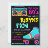 80年代または90年代のテーマ誕生日招待状 招待状 (正面)