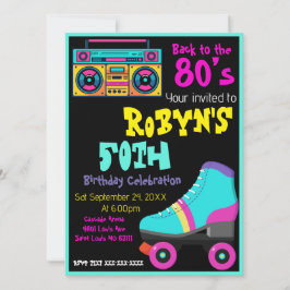 80年代または90年代のテーマ誕生日招待状 招待状
