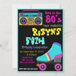 80年代または90年代のテーマ誕生日招待状 招待状