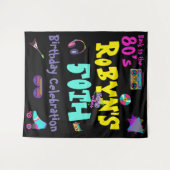 80年代または90年代をテーマにした誕生日パーティーの招待状 タペストリー (正面(横))