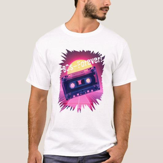 80年代よ永遠に!レトロカセットTシャツ Tシャツ (正面)