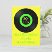 80年代をテーマにしたパーティの招待状80年代レトロなビニルアルバム 招待状 (スタンド正面)