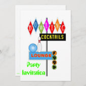 80年代をテーマにしたパーティーの招待状 80年代パーティーボウリング 招待状 (正面/裏面)