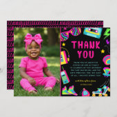 80年代をテーマにした女の子の誕生日写真 サンキューカード (正面/裏面)