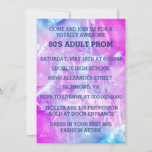 80年代アダルトプロム 招待状 (正面)