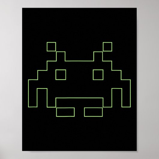 80年代アーケードゲーム レトロ宇宙エイリアンインベーダー ゲーマー ポスター (正面)