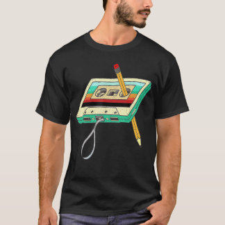80年代カセットテープ鉛筆 1980年代 レトロ ヴィンテージ 懐かしい Tシャツ