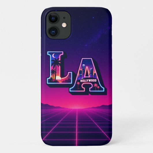 80年代カリフォルニアスタイルネオンLAタイポグラフィーアート Case-Mate iPhoneケース (裏面)
