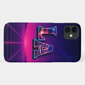 80年代カリフォルニアスタイルネオンLAタイポグラフィーアート Case-Mate iPhoneケース (裏面(横))