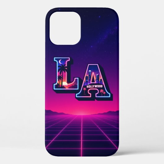 80年代カリフォルニアスタイルネオンLAタイポグラフィーアート Case-Mate iPhoneケース (裏面)