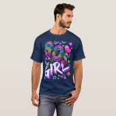 80年代ガール誕生日パーティー レトロな女性 1980年代の女の子 Tシャツ (正面フル)