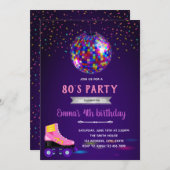 80年代グロースケートパーティの招待状 シーズンカード (正面/裏面)