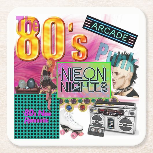 80年代コラージュ スクエアペーパーコースター (正面)